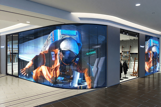 Customized Full Color Transparent Display Screen For Building Facades / Glass Curtain Walls