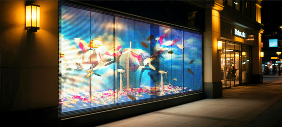 See-Through P3.9 LED Transparent  Grille Display Film  Ideal for Mall Office Window Advertising