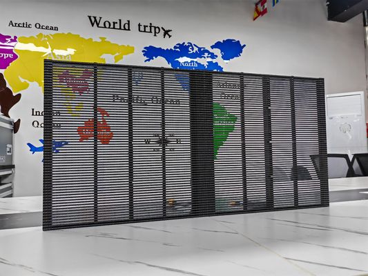 P3.9 RGB Advertising Glass Window 1000*1000mm Outdoor Waterproof Transparent Grid Display LED Grille Screen