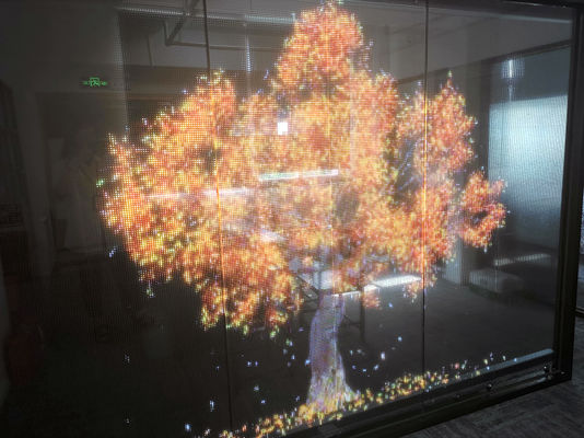 Full Color P5 DC5V Ultra-Thin Lightweight LED Transparent Film Screen High Brightness for Indoor