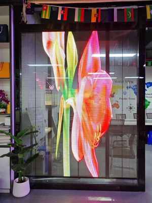 P3.9 1000*500mm Led Ice Display Led Mesh Video Wall Shop Window Advertising Grille Glass Curtain Outdoor Transparent Screen