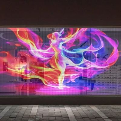 Flexible Ultra Transparent Film Led Screen Indoor Full Color High Transparency Glass Window Led Advertising Video Display