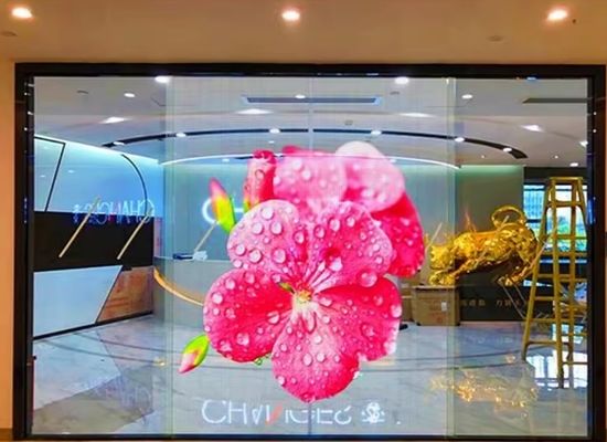 P6.25 Pixel Pitch Flexible LED Transparent Film Screen with 90% Transparency and IP67 Protection for Modern Shopping Centers