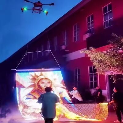 P15 Ultra-Thin Textile LED Soft Screen Outdoor Hoisting Magic Carpet Display Drone Flying Transparent Screen Digital Poster
