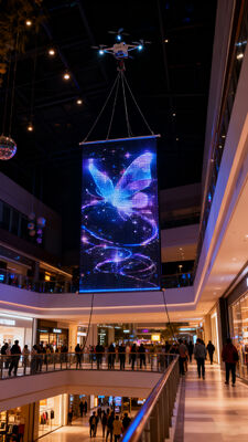 Customized Transparent Flying P25 LED Display with Drone 5V Show Scenic Performances Rechargeable for Outdoor Advertising