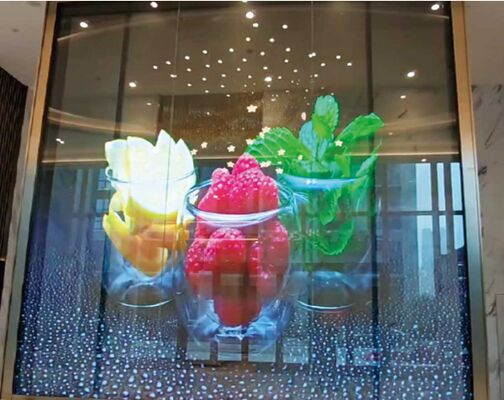 P3.91 Pixel Pitch Flexible LED Film Screen with IP45 Protection and Self-Adhesive Holographic LED Display for Glass Window Advertising
