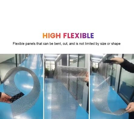 Flexible P10 SMD2222 12V LED Film Display with IP67 Waterproof Holographic Screen for Glass Advertising