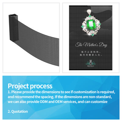 P6.25 Pixel Pitch Flexible LED Transparent Film Screen with 90% Transparency and IP67 Protection for Modern Shopping Centers