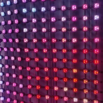  IP67 Waterproof  12V P62.5 RGBW Flexible LED Mesh Screen Outdoor Mesh Curtain Ideal for Advertising and Event Stage Decoration