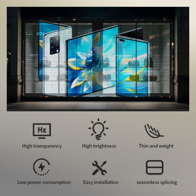 P2.5 High Transparency Window Advertising Holographic LED Screen Animation App/WiFi Control Intelligent Transparent Film