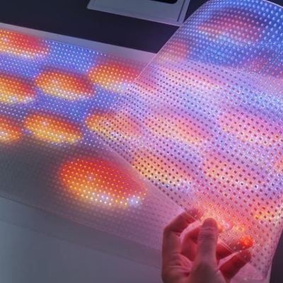 P8 LED Transparent Film Screen with ninety percent transparency and ultra thin flexible film for seamless integration on glass facades