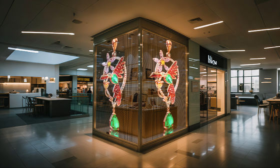 P6.25 Pixel Pitch Flexible LED Transparent Film Screen with 90% Transparency and IP67 Protection for Modern Shopping Centers