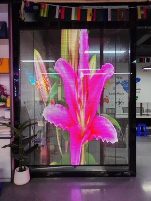 Transparent Grille Screens P3.9 Exhibition Hall Glass Outdoor Building Window Led Display Screen