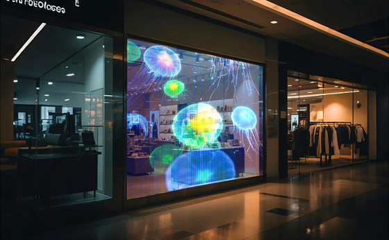 Bright P5 5V LED Transparent Film Screen For Glass Windows Innovative Display