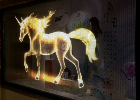 P6 LED Transparent Film Screen Ip67 Indoor Indoor Adhesive Flexible Led Crystal Screen Display