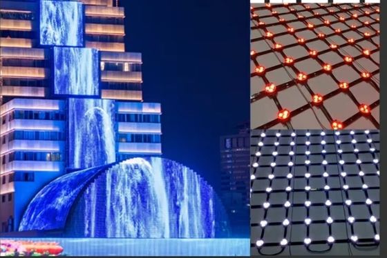 P83 Màn hình lưới LED linh hoạt Màn hình LED trong suốt Màn hình LED ngoài trời Độ sáng cao Màn hình rèm chống nước LED cho tòa nhà Mặt tiền Truyền thông Bức tường Bức tranh quảng cáo nền