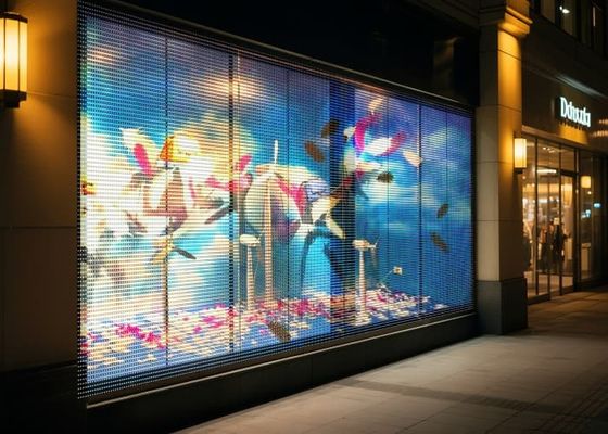 P2.6 Led Grille Screen Display Full Color 500*1000mm Led Screen Indoor Electronic 4500cd Advertising Screen Glass Window