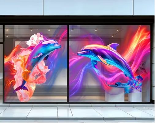 Sticker Led Film Glass Indoor Flexible Screen Full Color Window Transparent Led Display For Glass Wall