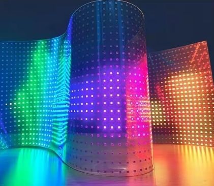 Flexible LED Transparent  Film Screen P4  Adhesive Window Display Indoor Full Color Glass Advertising LED Panel