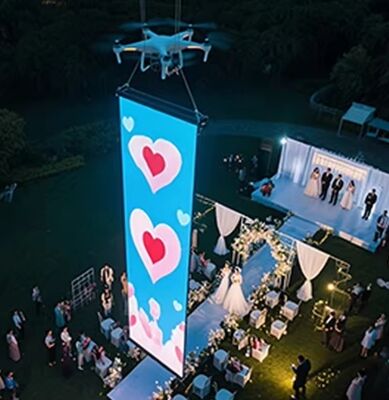 Different application  P15 LED Drone Screen Display Customized Transparent Thin Lightweight Mesh Screen IP68  Outdoor Advertising  Exhibition Sports Events Night Shows