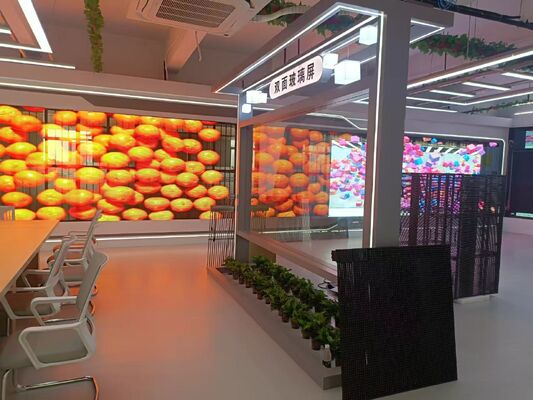 High-Definition Holographic Transparent Screen P3.91 3D Glass Adhesive Super Slim  LED Display  for Glass Window Display