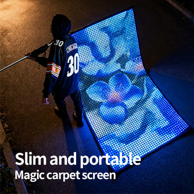 Flexible P25 Flag Banner Outdoor Ultra Transparent Drone Show Advertisement LED Magic Carpet MeshFlying LED Display Screen