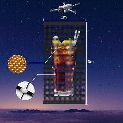  P25 DC12V Highly Transparent Flying LED Mesh LED Display Screen for Drone Show