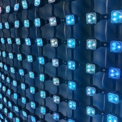 Outdoor IP67 Waterproof 12V P50 RGB Flexible LED Mesh Screen Designed for Advertising Screens and Event Stage Decorations