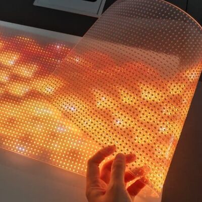 P8 Indoor Flexible Transparent LED Film Screen PC Resin Material For Modern Shopping Center With 1 Year Warranty