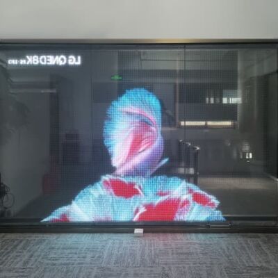 P10 Indoor Full Color  Adhesive Flexible LED Transparent Film Screen for retail windows exhibitions