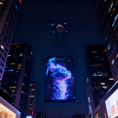 IP67 Waterproof 25mm Pixel Pitch Drone Flying LED Screen with Remote Control and GPS Navigation