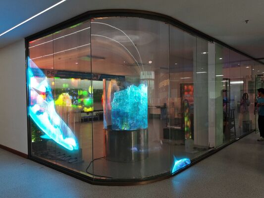  Lightweight Soft 8mm Inglass LED Transparent Film Display Vivid Visual For World Cup Event Opening Ads Promotion