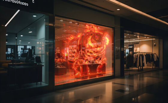 World Cup Opening Ceremony Used 5mm Soft Glass Embedded LED Transparent Film Screen For Commercial Publicity Ads